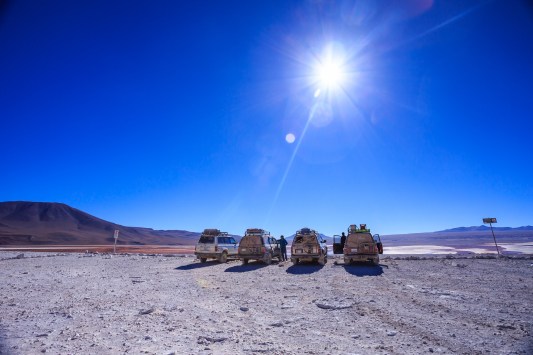 Chegamos na Laguna Colorada.